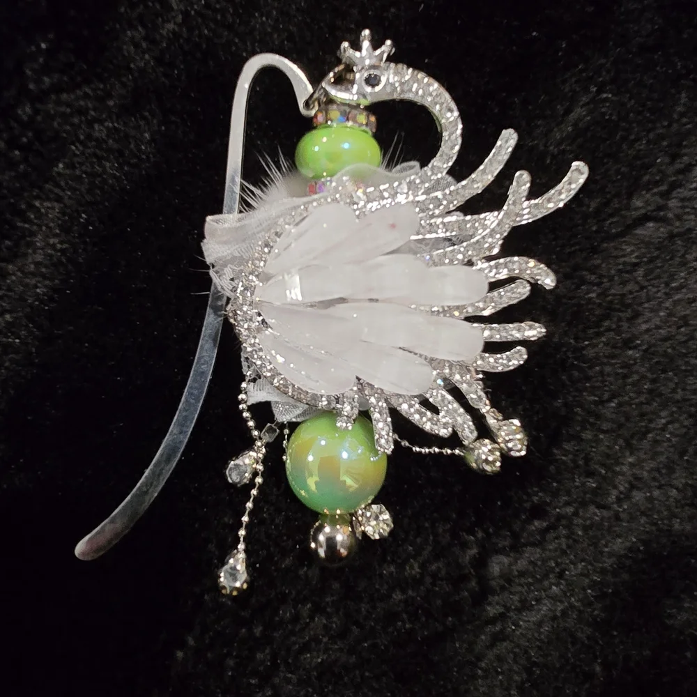 Crystal and Green Decorative Bookmark